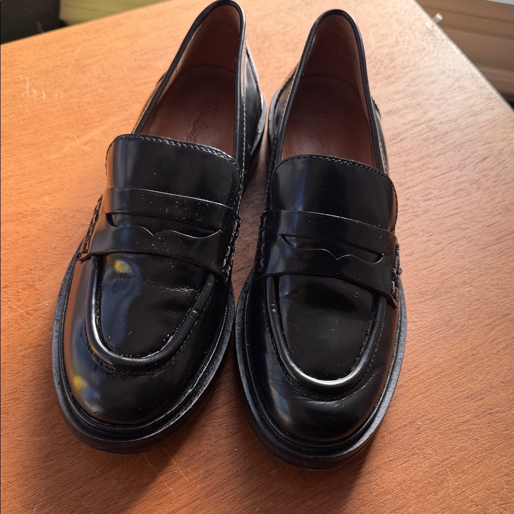 Madewell Black Patent Penny Loafers